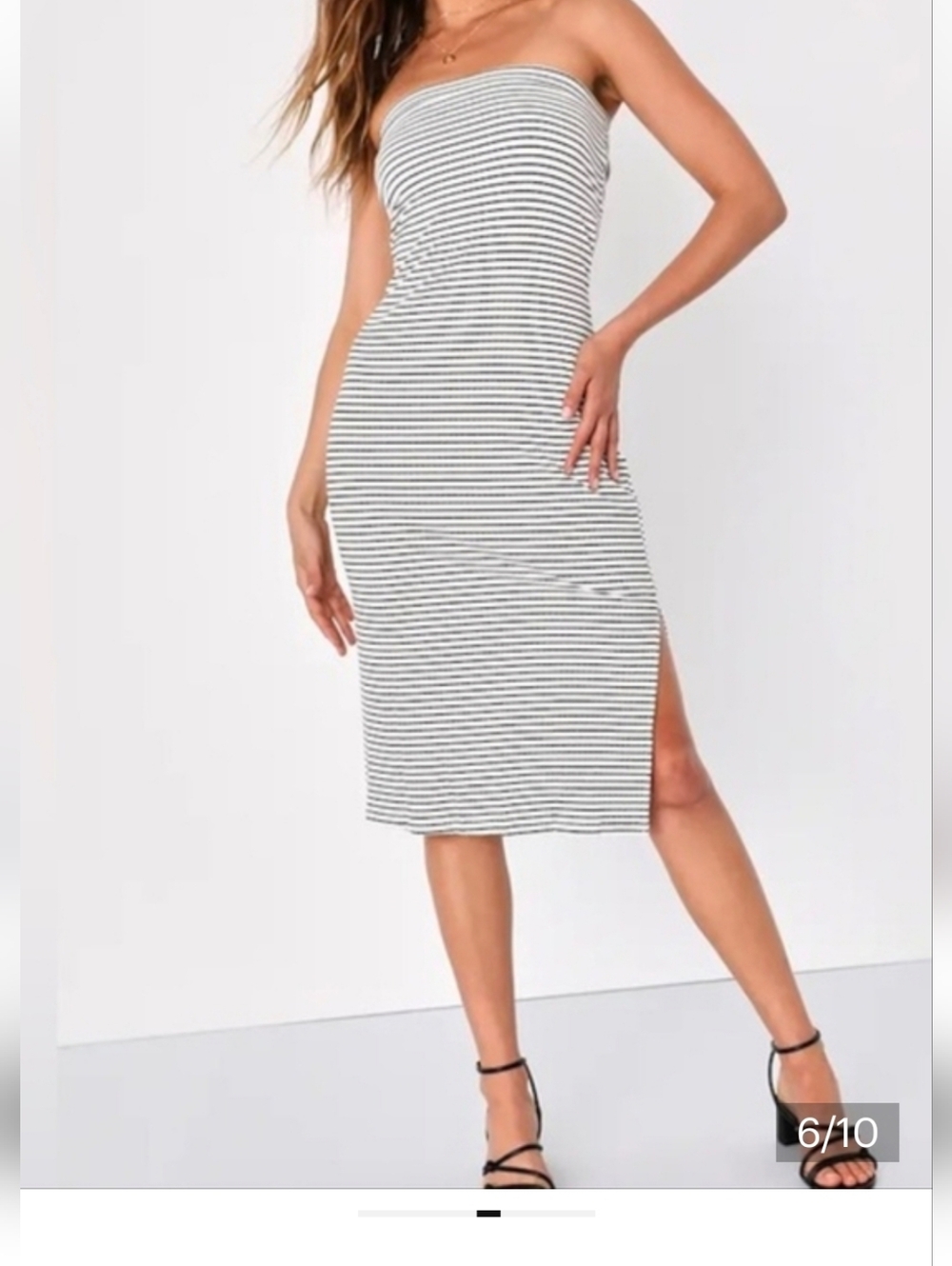 RVCA Strapless Olive and White Striped Tube Dress Size Small